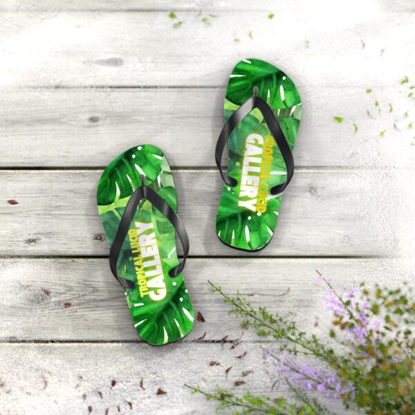 Tropical Leaf Print Flip Flops Beach Sandals