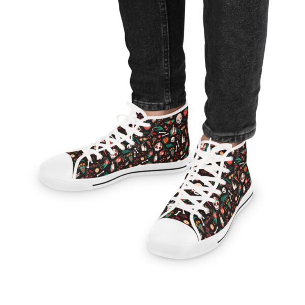 Men's Sneakers with Skull and Floral Design