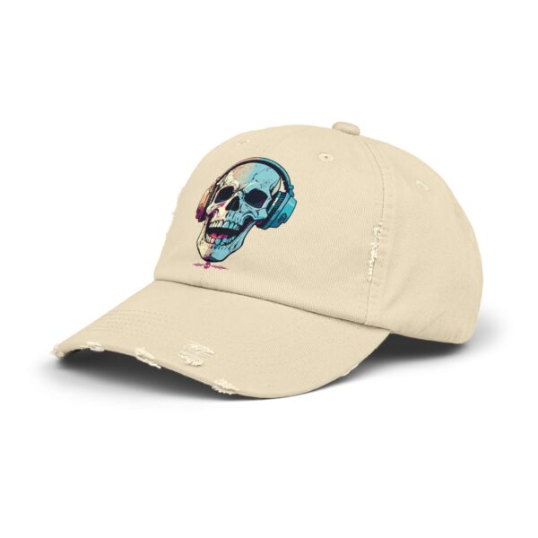 Unisex Distressed Skull Cap with Headphones