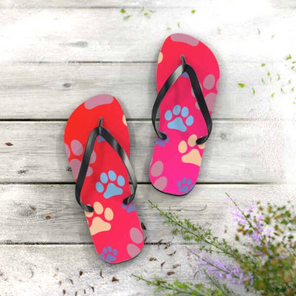 Colorful Paw Print Flip Flops for Pet Lovers