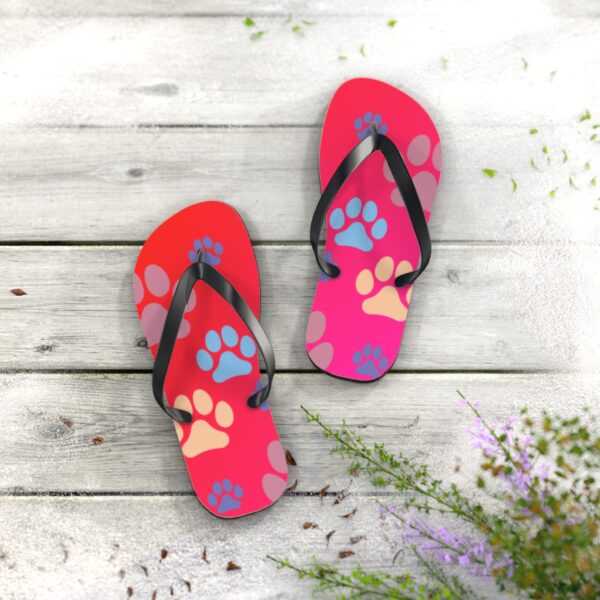 Colorful Paw Print Flip Flops for Pet Lovers