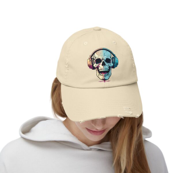 Unisex Distressed Skull Cap with Headphones