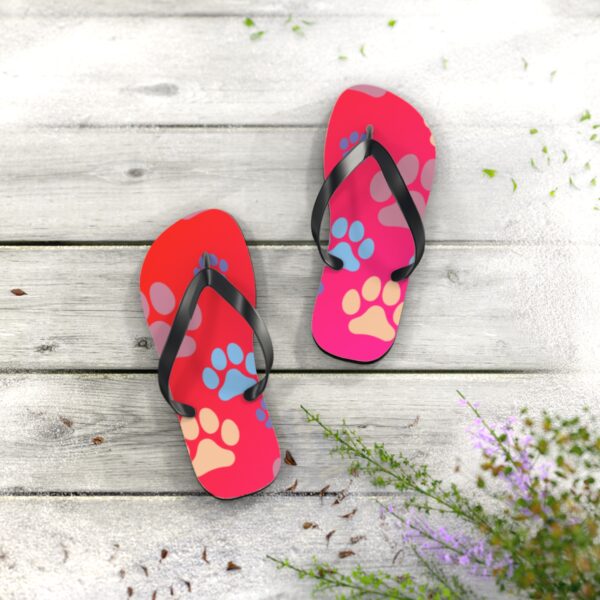Colorful Paw Print Flip Flops for Pet Lovers