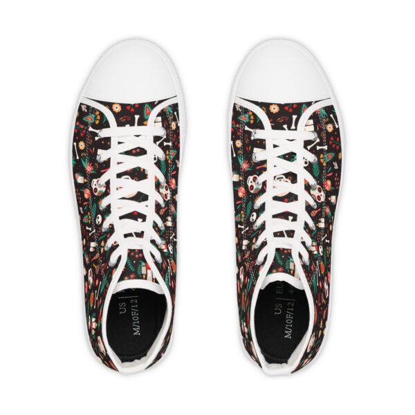 Men's Sneakers with Skull and Floral Design
