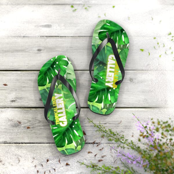 Tropical Leaf Print Flip Flops Beach Sandals