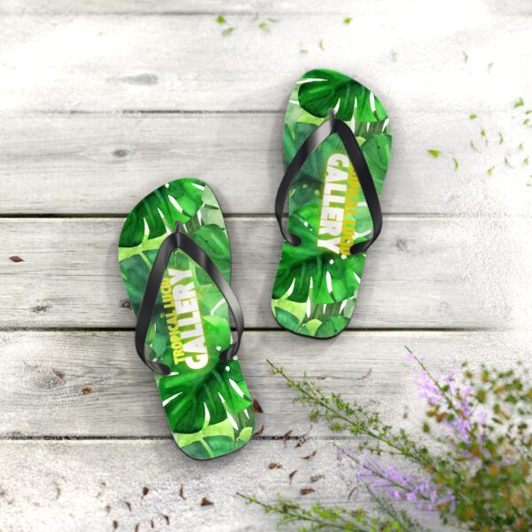 Tropical Leaf Print Flip Flops Beach Sandals