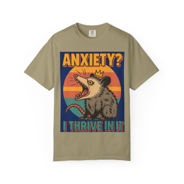 🐾 “Anxiety? I Thrive in It.” – Screaming Opossum T-Shirt with Glowing Eyes 🌌😱