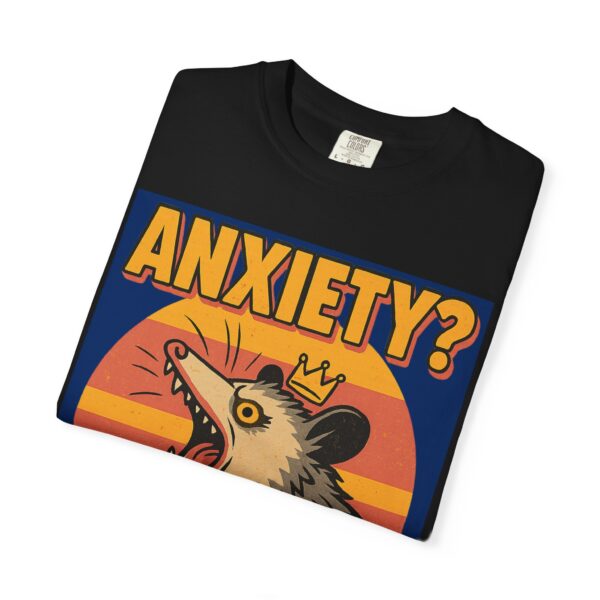 🐾 “Anxiety? I Thrive in It.” – Screaming Opossum T-Shirt with Glowing Eyes 🌌😱