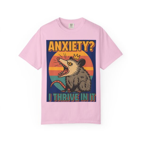 🐾 “Anxiety? I Thrive in It.” – Screaming Opossum T-Shirt with Glowing Eyes 🌌😱