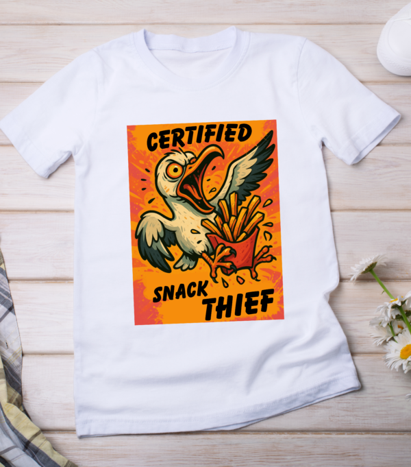 Certified Snack Thief – Loud & Chaotic Seagull Meme T-Shirt Classic T-Shirt - Image 4