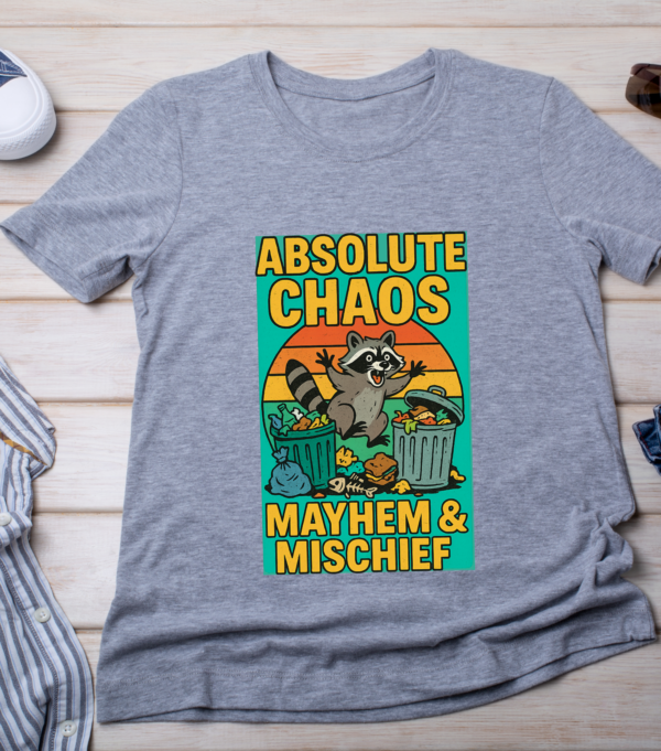 Absolute Chaos – Mayhem & Mischief Raccoon T-Shirt for Animal Lovers Classic T-Shirt - Image 4