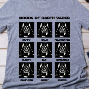 The Many Moods of the Dark Lord – Funny Sci-Fi Villain T-Shirt