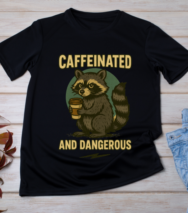 Caffeinated and Dangerous – Raccoon Meme T-Shirt Classic T-Shirt - Image 3
