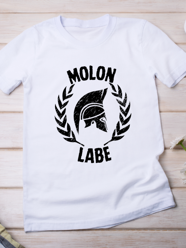Molon Labe – Spartan Helmet Battle Ready Classic T-Shirt - Image 2